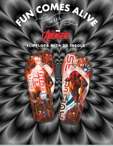 Liberty footwear unveils its exciting and modish collection of character based flip flops: These flip flops are based on the Avenger superheroes