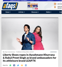 Liberty Shoes ropes in Ayushmann Khurrana & Rakul Preet Singh as brand ambassadors for its athleisure brand LEAP7X