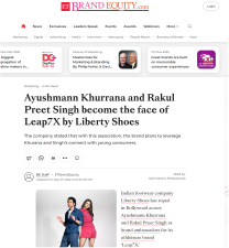 Ayushmann Khurrana and Rakul Preet Singh become the face of Leap7X by Liberty Shoes