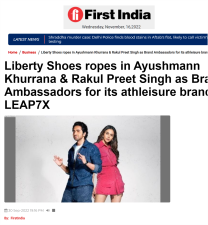 Liberty Shoes brings Ayushmann Khurrana and Rakul Preet Singh as brand ambassadors for its athleisure brand LEAP7X